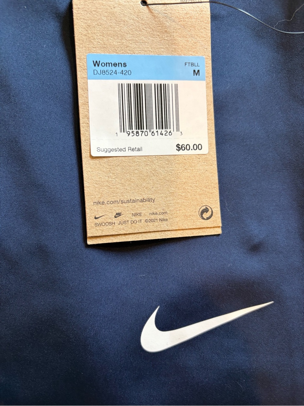 Nike Navy Leggings with White Swoosh Logo - Picture 2 of 2